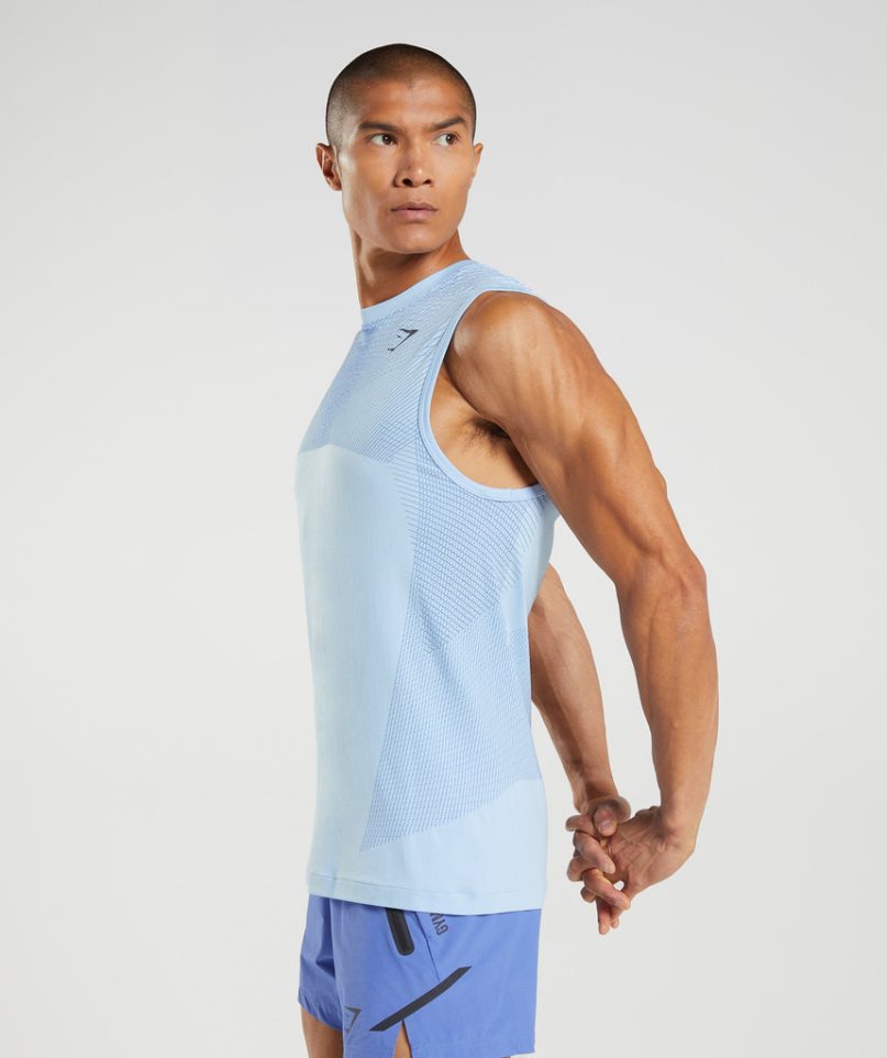 Men's Gymshark Apex Seamless Tanks Light Blue | NZ 8UFCRG